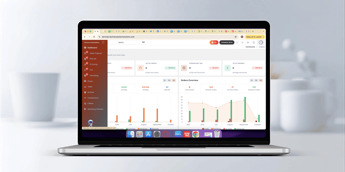 olar engineering platform dashboard showing project management